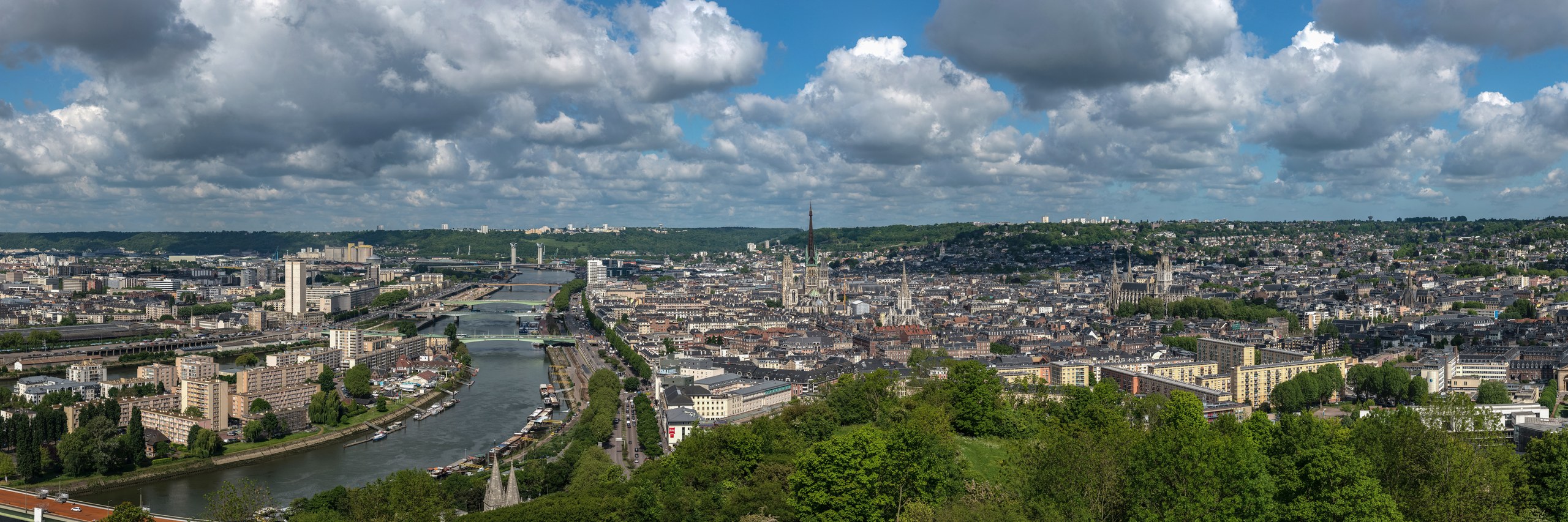 Bilan de compétences à Rouen en visio – panorama de la ville, la Seine et la cathédrale